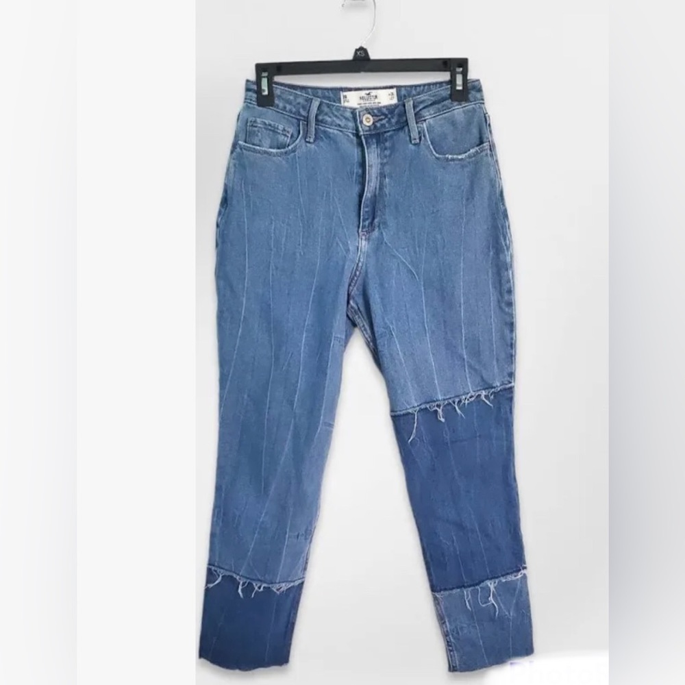Hollister mid blue curvy high rise patchwork mom jeans size 15R W32/L27 new - Picture 11 of 14